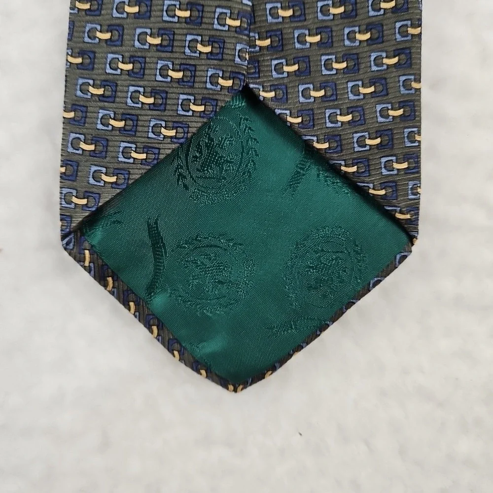 $91 Tommy Hilfiger Men's Blue Geo Classic Vintage Wide Silk Neck‎ Tie 58X3.75